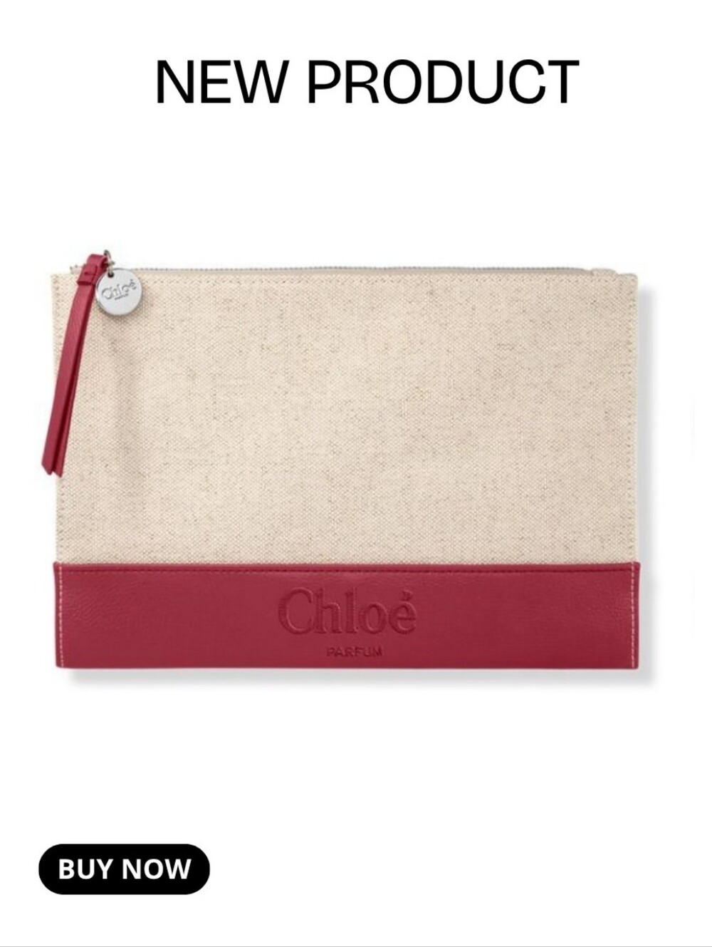 NEW Chloe Perfume Beige and Burgundy Women's Clutch